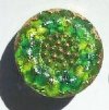 1 22mm Green & Lime Flower Button with Gold